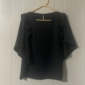 Black ruffle sleeve blouse